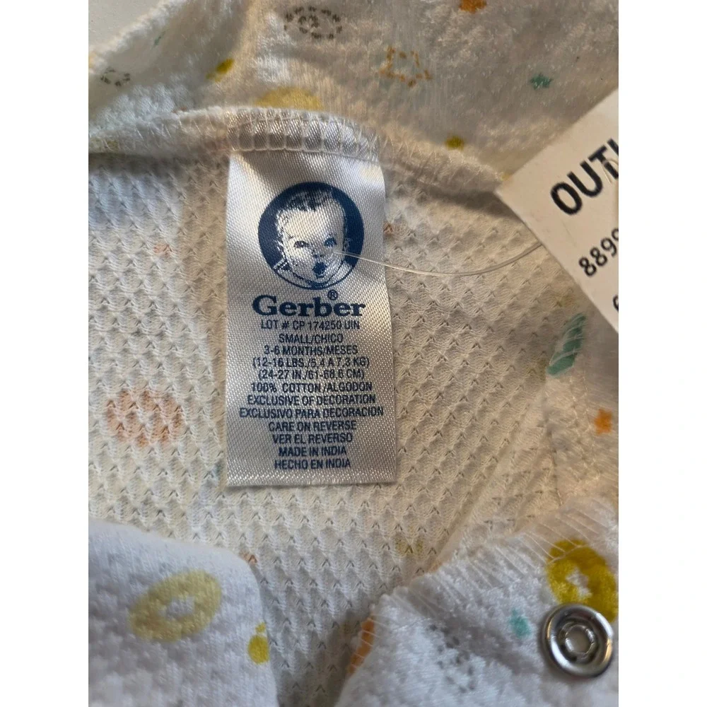 Vintage Gerber Baby Sleeper 3-6 Months White Waffle Thermal Footed Snap Pajamas